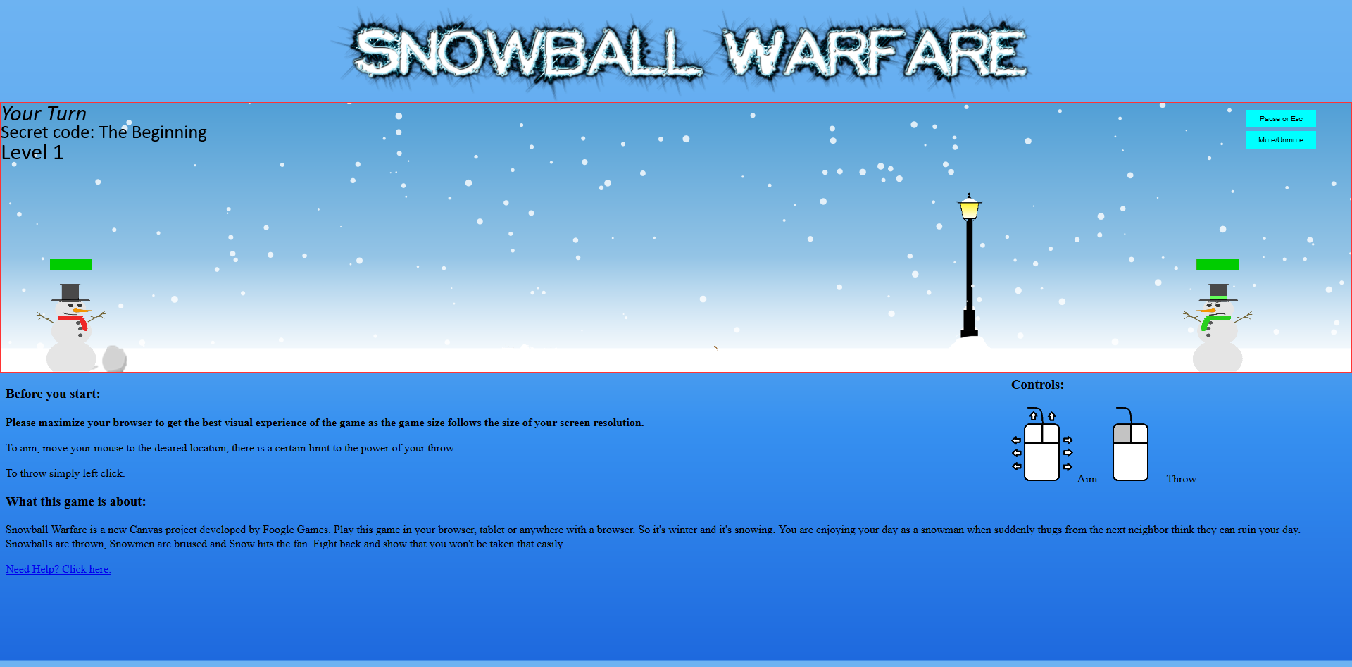 Snowball warfare gameplay picture